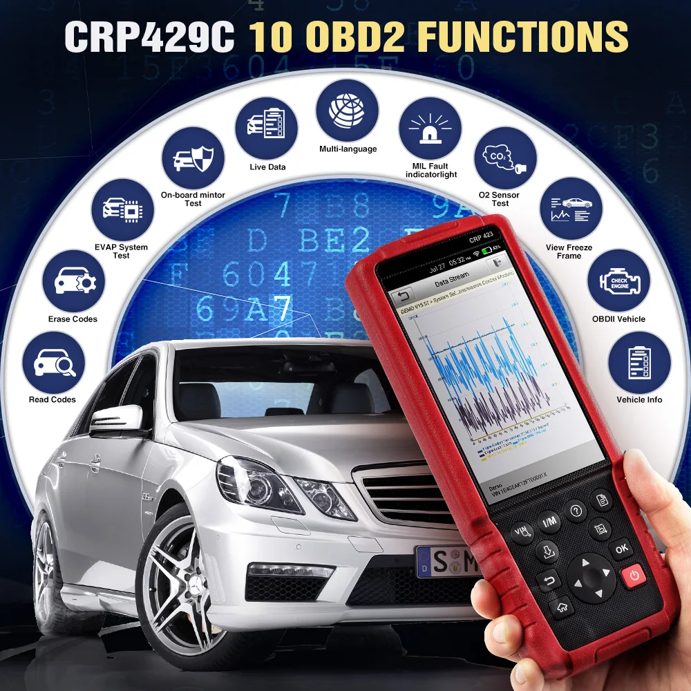 LAUNCH X431 PRO CRP429C OBD2 SCAN Engine/ABS/SRS/AT & 11 Reset Oneclick VIN обновленный автомобильный
