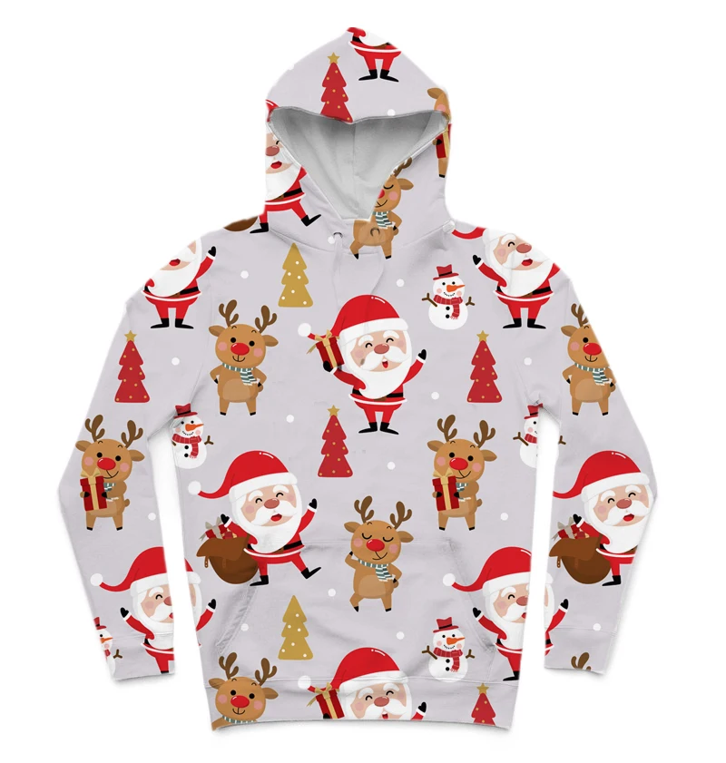 

REAL American US SIZE Custom Santa Claus and Friends 3D Sublimation Printing Hoody Hoodie Plus size 5xl 6xl