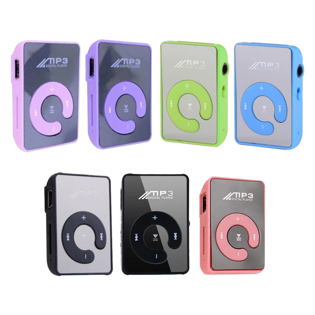 Mini Mirror Clip MP3 Player Portable Fashion Sport USB Digital Music Player for MicroSD TF Card Media MP3 Player Rechargeable