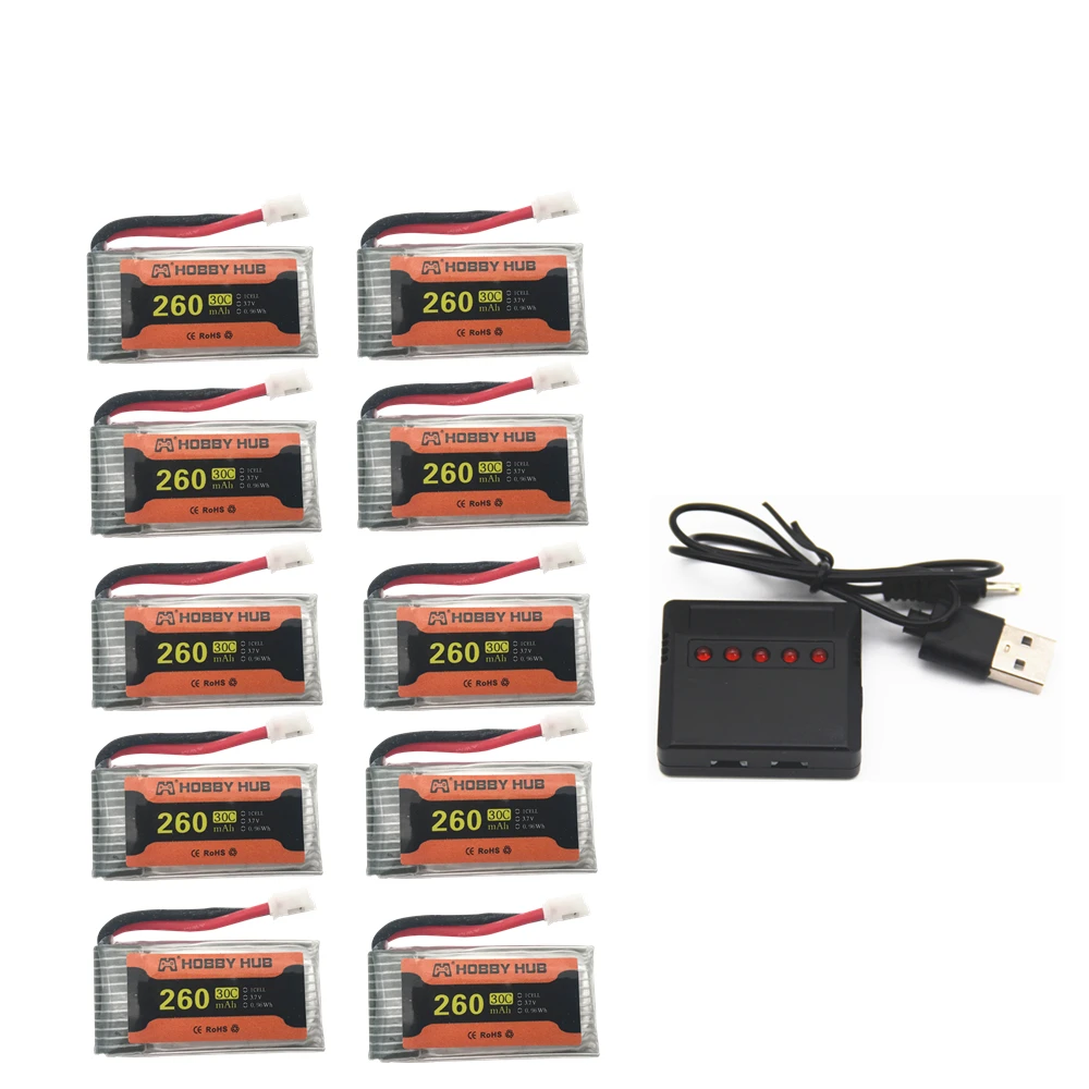 Батарея для JJRC H36 3,7 V 260mAh для E010 E011 E012 E013 Furibee F36 RC Квадрокоптер части 3,7 v Lipo батарея - Цвет: 10PCS 5IN1