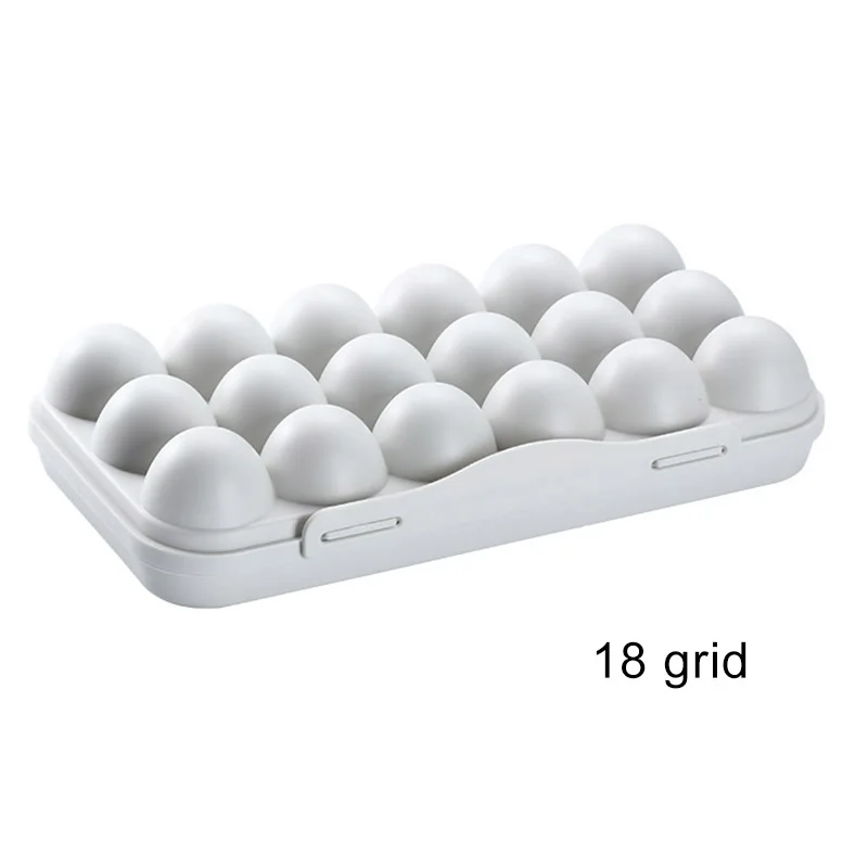 grey-18 grid Пластиковые яйца ящик для хранения несколько сетки держатель коробка для холодильника контейнер для яиц коробки PI669 - Цвет: grey-18 grid