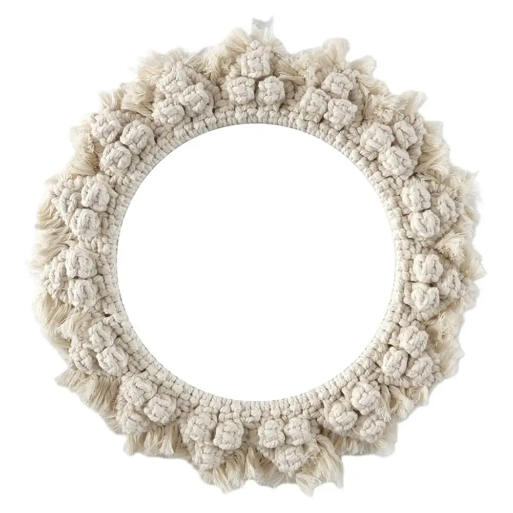 Round Lace Wall Hanging Mirror Art Deco Hand-made Cotton Rope Round Mirror For Living Room Fashionable High-quality Beauty - Цвет: A