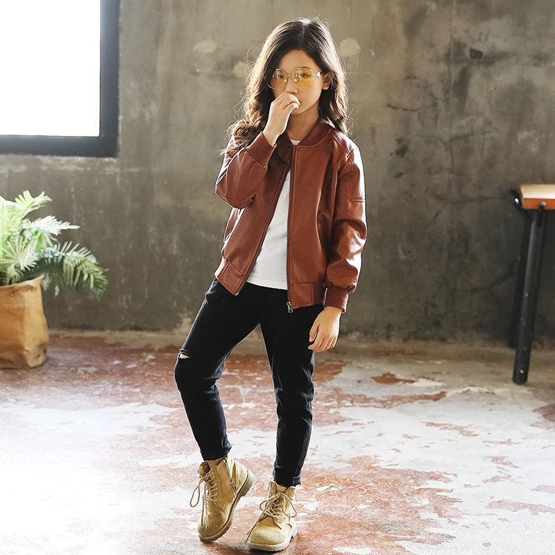 amazing  Children's leather coat girls 2019 new spring and autumn clothing Korean boys pu leather jacket