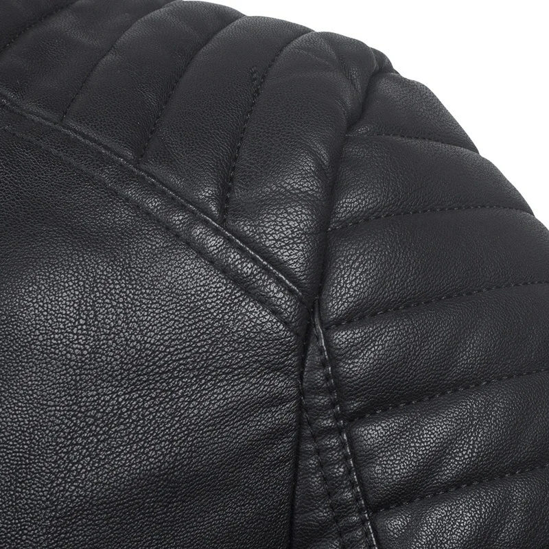 

2019 Winter Men'S Wear Perennial Trend Stand Collar Zipper Decorations Casual Leather Coat Jacket Jk05
