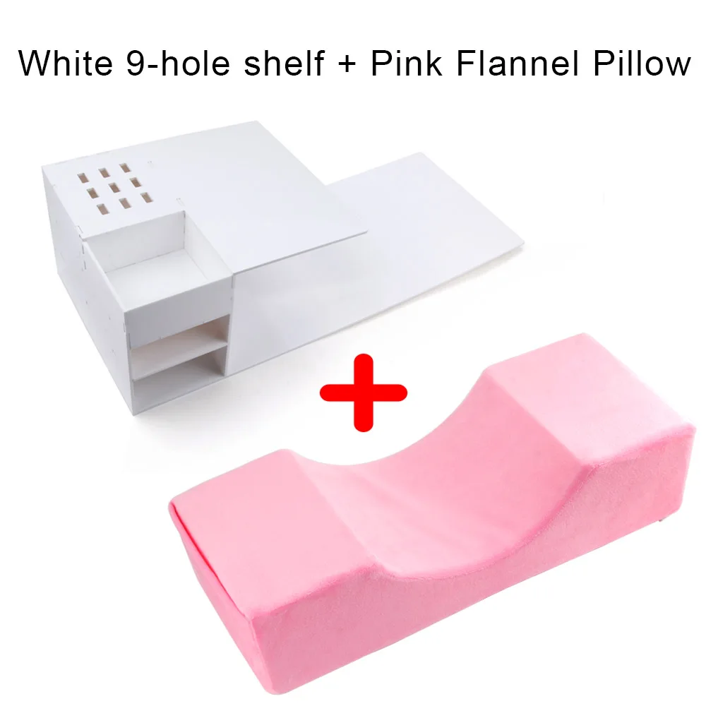 9 holes White set A Накладные ресницы, подушка для шеи с эффектом памяти, подушка для ресниц с органайзером, акриловая полка для прививки ресниц, инструменты для макияжа - Цвет: 9 holes White set A