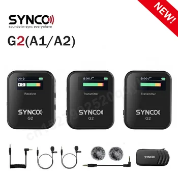 SYNCO G2 A1 A2 Condenser Microphone System Wireless Mic Lavalier for Smartphone DSLR Camera Realtime Monitoring 70M Transmission