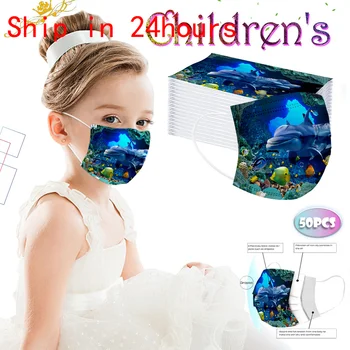 

Kids New Disposable Mask Cute Children Dolphin Printing Pattern Mask for Boys Girls dustproof mascarillas protective Mask