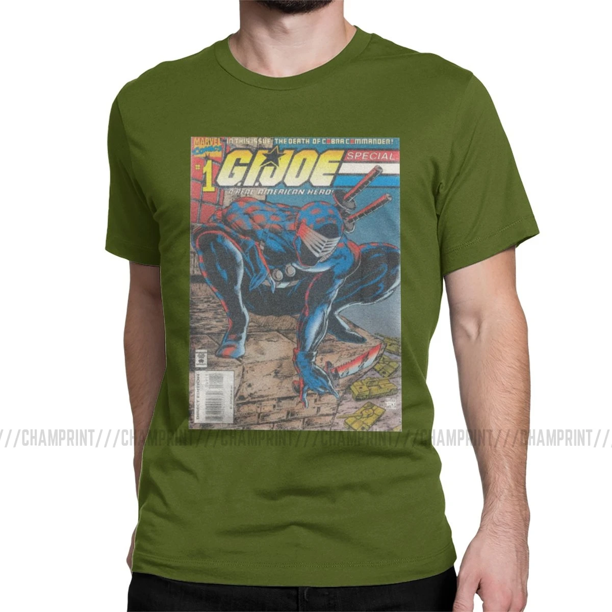 Забавные G.I. Joe футболка мужская с круглым вырезом хлопковая Футболка Мультфильм Grand ретро классический 80s американский герой короткий рукав взрослая футболка - Цвет: Армейский зеленый