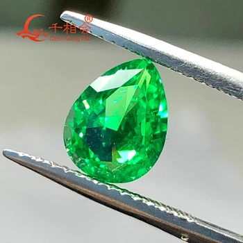 Yttrium алюминиевый гранат культивированный Tsavorite форма груши 7*9 мм 2.85ct Nat Урал резка искусственный камень для изготовления ювелирных изделий
