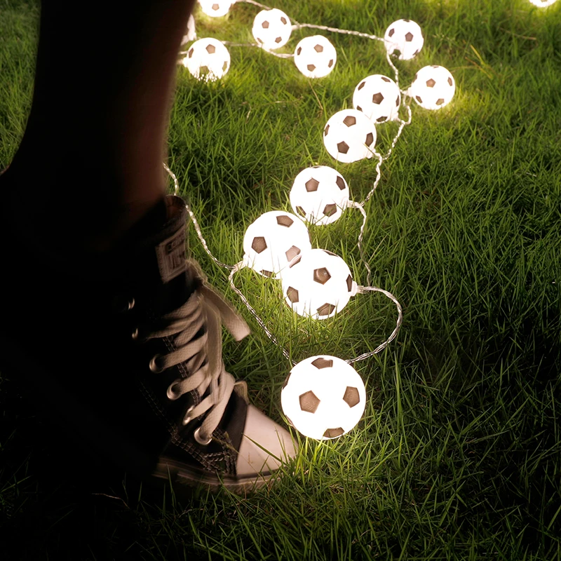 LED String Soccer Light String Outdoor Patio Lights Ball Light Thai Garland Lamp Chain Chanukah Twinkly Holiday Novelty Football