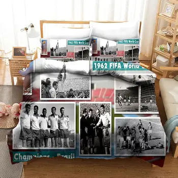 

1962 Football World Cup Champion Brazil Bedding Set Bedroom Decor 100% Microfiber Soft 1PC Duvet Cover with Pillowcases
