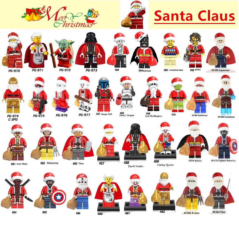 

Christmas Santa Claus Building Blocks toy kids Marvel Superhero Iron Man Assembling educational boys toys for children gift hot