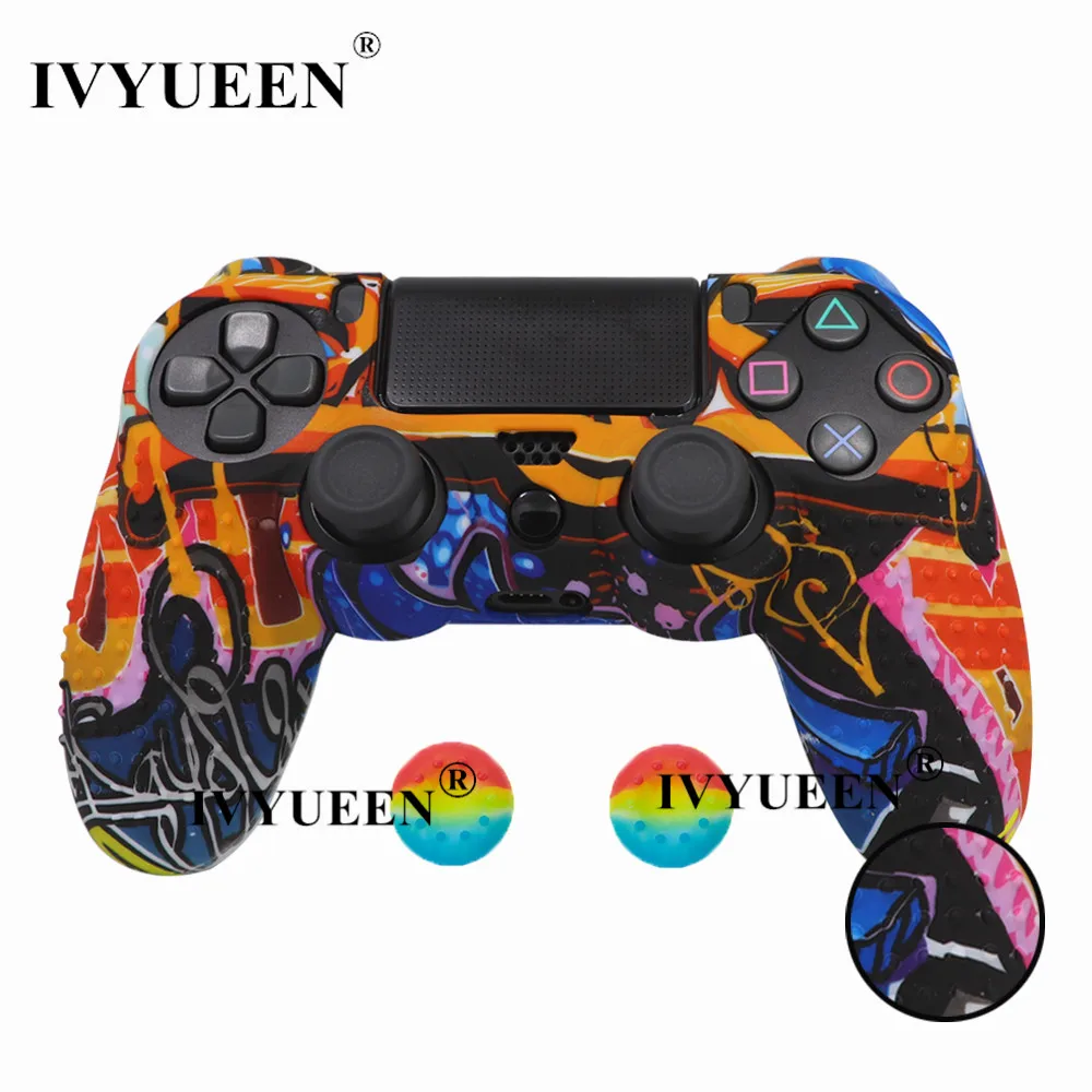 IVYUEEN 25 Colors For PlayStation 4 PS4 Pro Slim Controller Silicone Protective Skin Case Cover Thumb Grip Caps for Dualshock 4