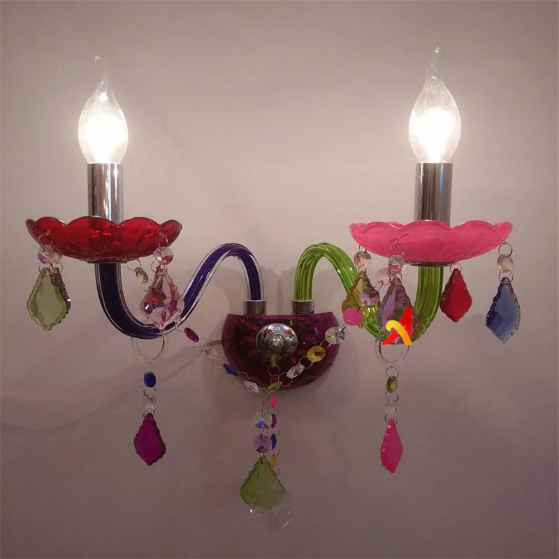 Современная светодиодная Люстра для столовой, для девочек, для спальни, для кухни, светильник, lustre de cristal teto, многоцветная стеклянная люстра - Цвет абажура: 2 Lights wall lamp