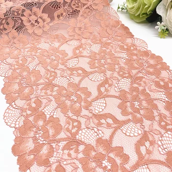 

3y/lot Width 24cm Floral Stretch Lace Trims Pink Apricot For Clothing Accessories Dress Sewing Applique Costume Lace Fabrics Bra