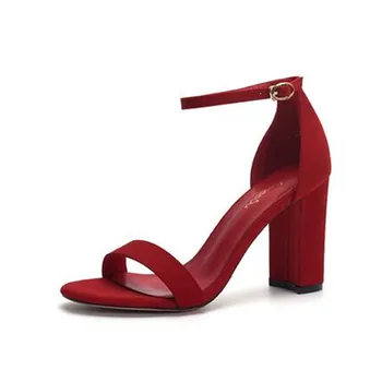 

Open Toe Women Classic Sandals Fashion Women's Summer Shoes Ladies High Heels with Ankle Strap Thick Heeled Pumps Square Heels