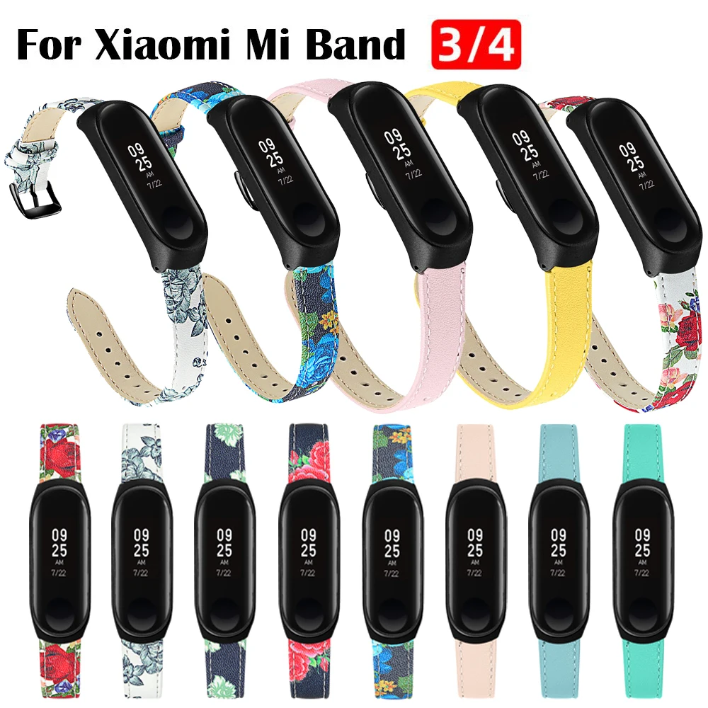 Для Mi Band 4 3 Кожаный ремешок на запястье для xiaomi mi 4/3 аксессуары браслет Miband