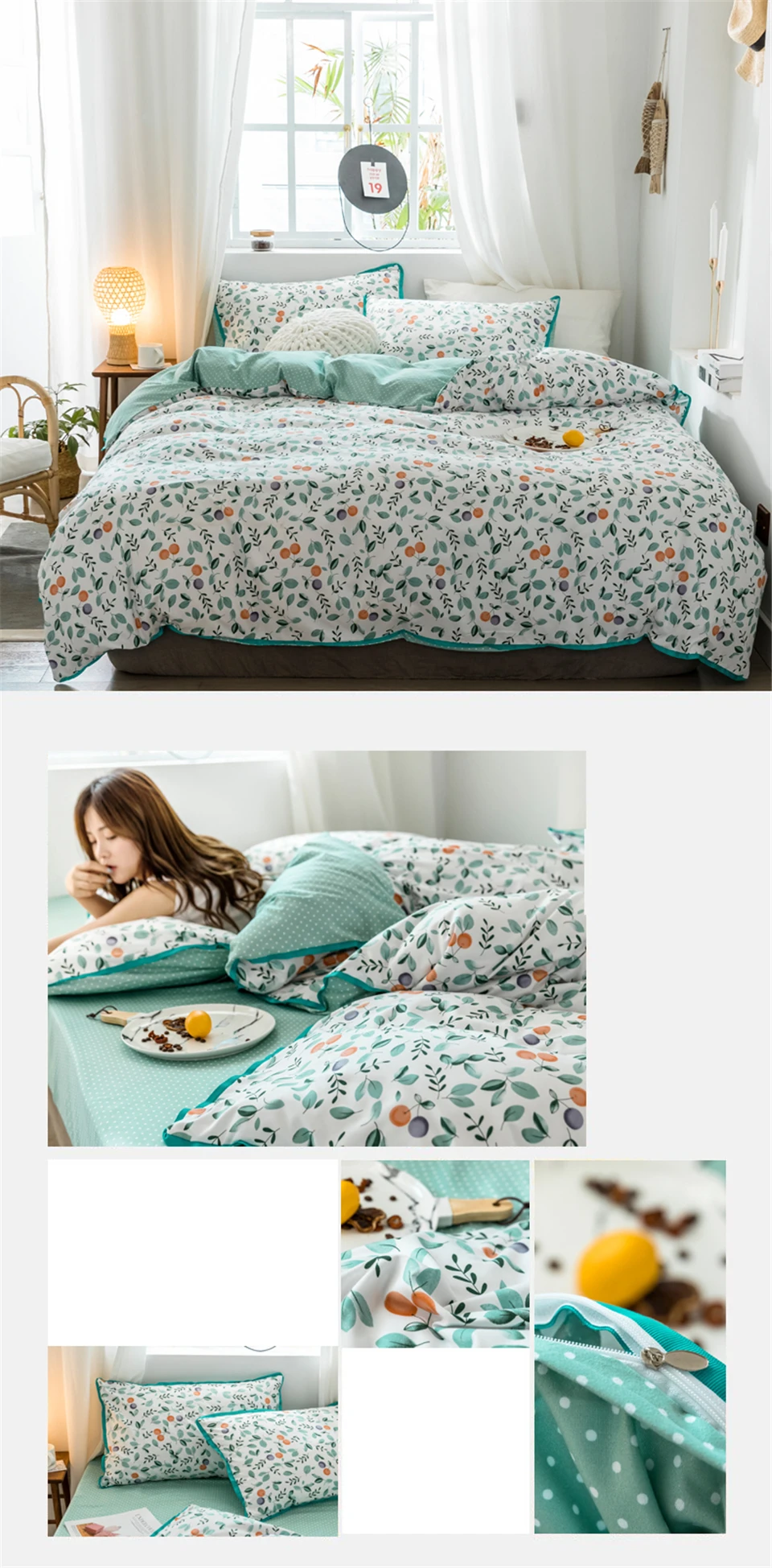 SlowDream Bedding Set Pastoral Style Flowers Bedspread Duvet Cover Set Flat Sheet For Adult Child Single Bed 1.0/1.2 Double