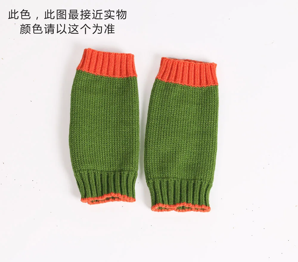 Двухцветные вязаные шерстяные перчатки без пальцев AliExpress стиль осень-зима простые смешанные цвета теплые перчатки с открытыми пальцами Цвет W