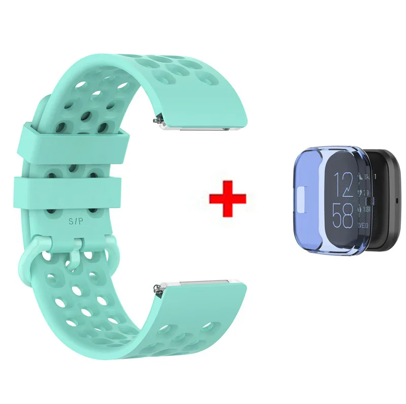 Color22 2 в 1 сменный Браслет для часов Fitbit versa 2 ремешок силиконовый браслет+ защитный чехол для Fitbit Versa 2 Чехол - Цвет: Color22