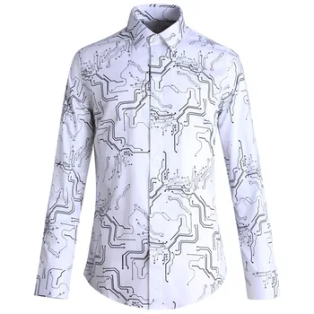 

2020 Givan Belun Electronic Figure Personality City Men Slim Fit Shirt
