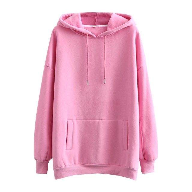 Tangada Women couple sweatshirt fleece 100% cotton amygreen oversized hood hoodies sweatshirts plus size SD60 SD60-Dark Pink