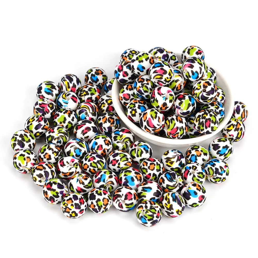 Floral and Leopard Print Silicone Bead Set