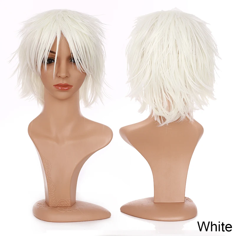 white BENIHAIR, синтетический парик для косплея, белый, красный, зеленый, синий, розовый, желтый, парик, короткий слой, парик, накладные волосы, для мужчин и женщин, вечерние парики - Цвет: white