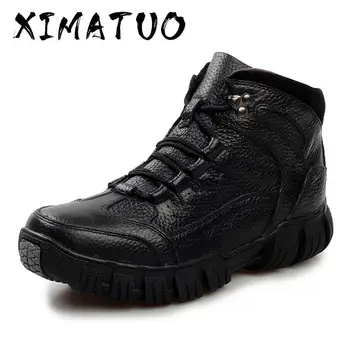 

Genuine Leather High Quality Men Boots Autumn Winter Shoes Men Fashion Lace-up Boots Waterproof Leather Male Boots