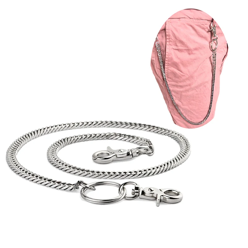 

WIWI 1Set Stainless Steel Big Ring KeyChain Pants For Unisex HipHop Trousers Hipster Key Chains Punk Wallet Belt Chain Jewelry
