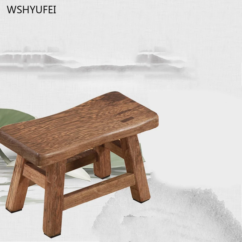 Chicken wing wooden bathing stool solid wood small bench stool child mini Chinese home living room baby adult wooden stool