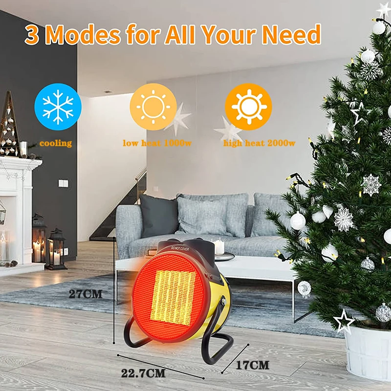 2000W Electric Room Heater Waterproof IPX4 Bathroom Mini Fan Warmer PTC  Space Heaters With 3 Modes For Home Office Garage - AliExpress