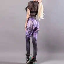 Женские брюки с принтом черепа узкие ноги фитнес Длинные повседневные брюки для пробежек