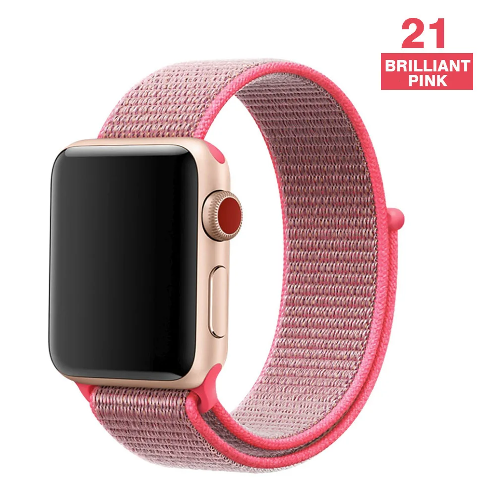 Hot pink Спортивный ремешок для Apple Watch 42 мм 38 мм ремешок для часов 4 44 мм 40 мм Iwatch Серия 3 2 1 нейлоновый браслет дышащие аксессуары - Цвет ремешка: Hot pink