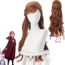 Аниме Анна Косплей волосы длинные 70 см коричневая волна женские волосы термостойкие синтетические Косплей головные уборы