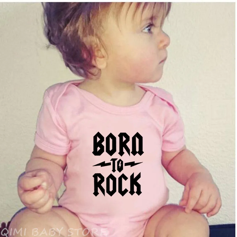 Детское хлопковое боди с короткими рукавами для новорожденных «Born To Rock»; милая Одежда для маленьких мальчиков; комбинезон; Одежда для младенцев; детское боди «Rock»