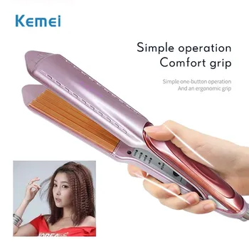 通販 トルマリンセラミックカーリングストレートヘアふわふわ小さな波段ボールヘアカーラー高速加熱家庭用スタイリングツール 42D