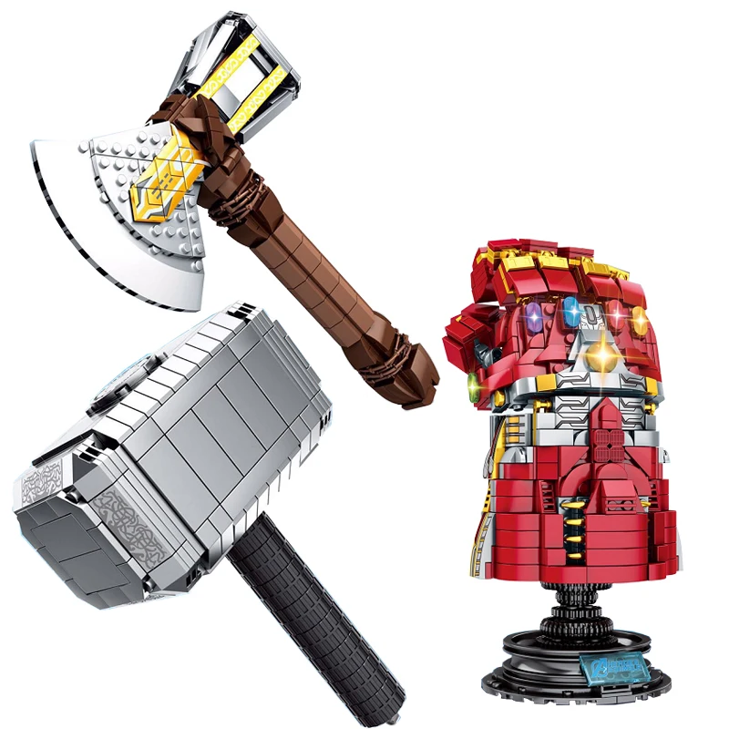 

Legoing Marvel Iron Man Superheros Figures Movies The Avengers 4 Endgame Thor Weapon Quake Stormbreaker Building Blocks Kid Toys