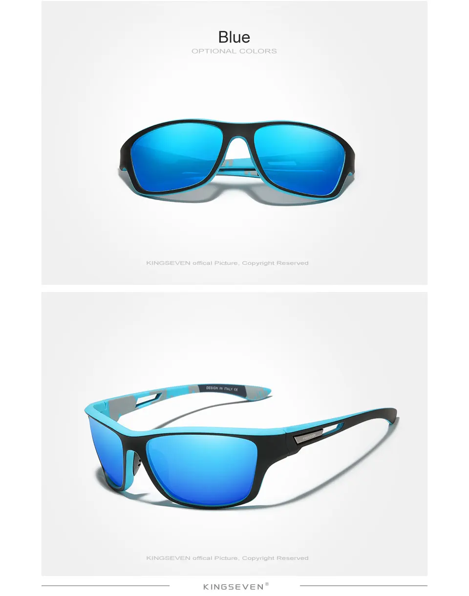 KINGSEVEN Ultralight Frame Polarized Sport Sunglasses Style Square