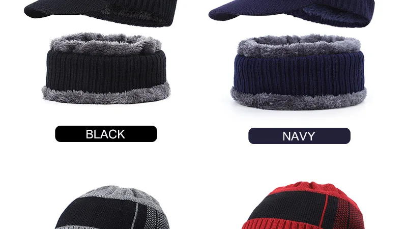 2019 Новая мужская Высококачественная зимняя вязаная шапочка шарф комплект из 2 предметов для женщин и мужчин плюс бархатная стеганая