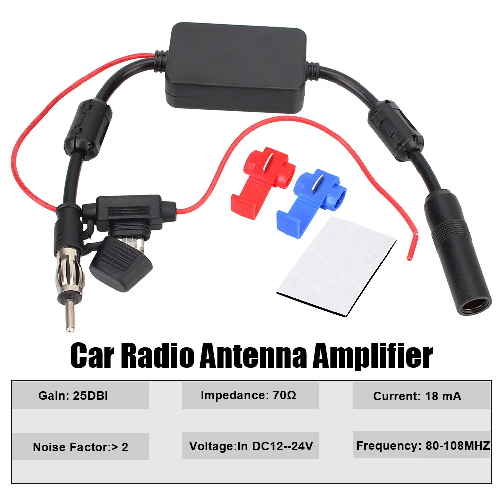 

80-108MHZ 24V 12V Car Radio Antenna Amplifier AM FM Booster Audio Stereo Signal AMP Auto Accessories For Boat Caravan Universal