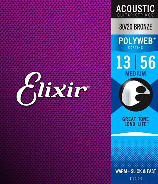 11100 polyweb strings for acoustic guitar medium bronze 80/20 13-56 Elixir | Спорт и развлечения