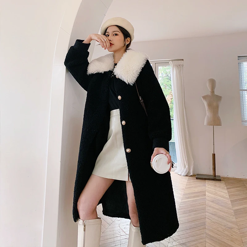 

Real Fur Coat Female Jacket Korean Vintage 100% Wool Jacket Winter Coats Women Clothes 2020 Sheep Shearing Fur Long Tops 202026