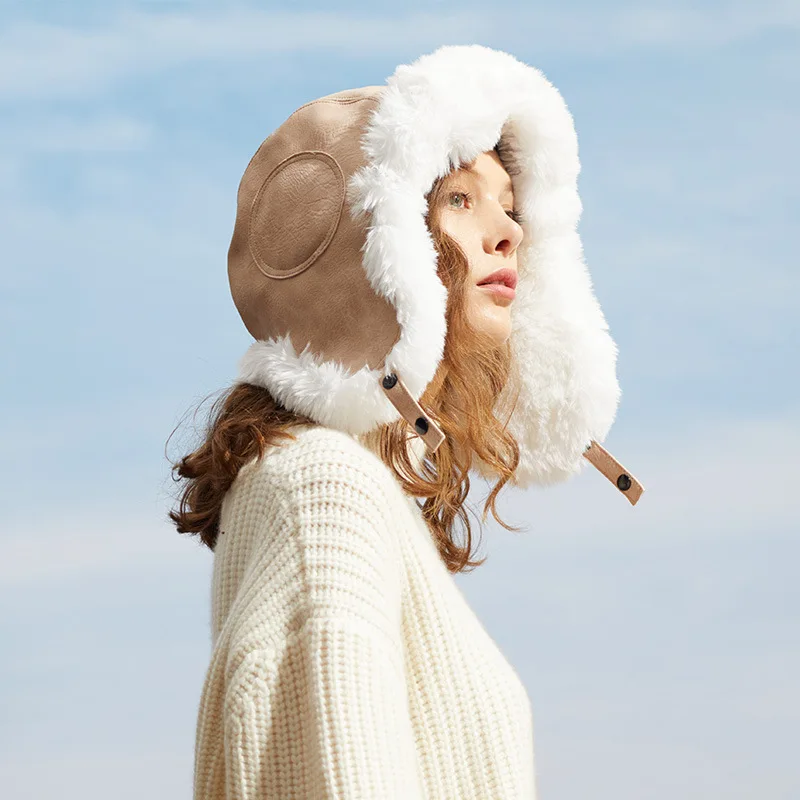 

Lei Feng hat ladies autumn and winter retro plus plush warm wild Northeast ski ear protection students Lei Feng hat Korean tide