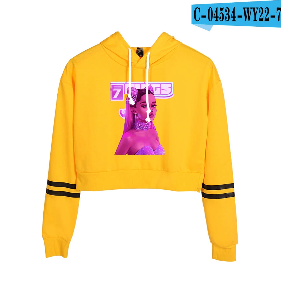 orange Hot Ariana Grande crop Top Hoodies women Fashion Cotton Harajuku Autumn Women's/girl's Hoodies And orange Sweatshirt - Цвет: orange