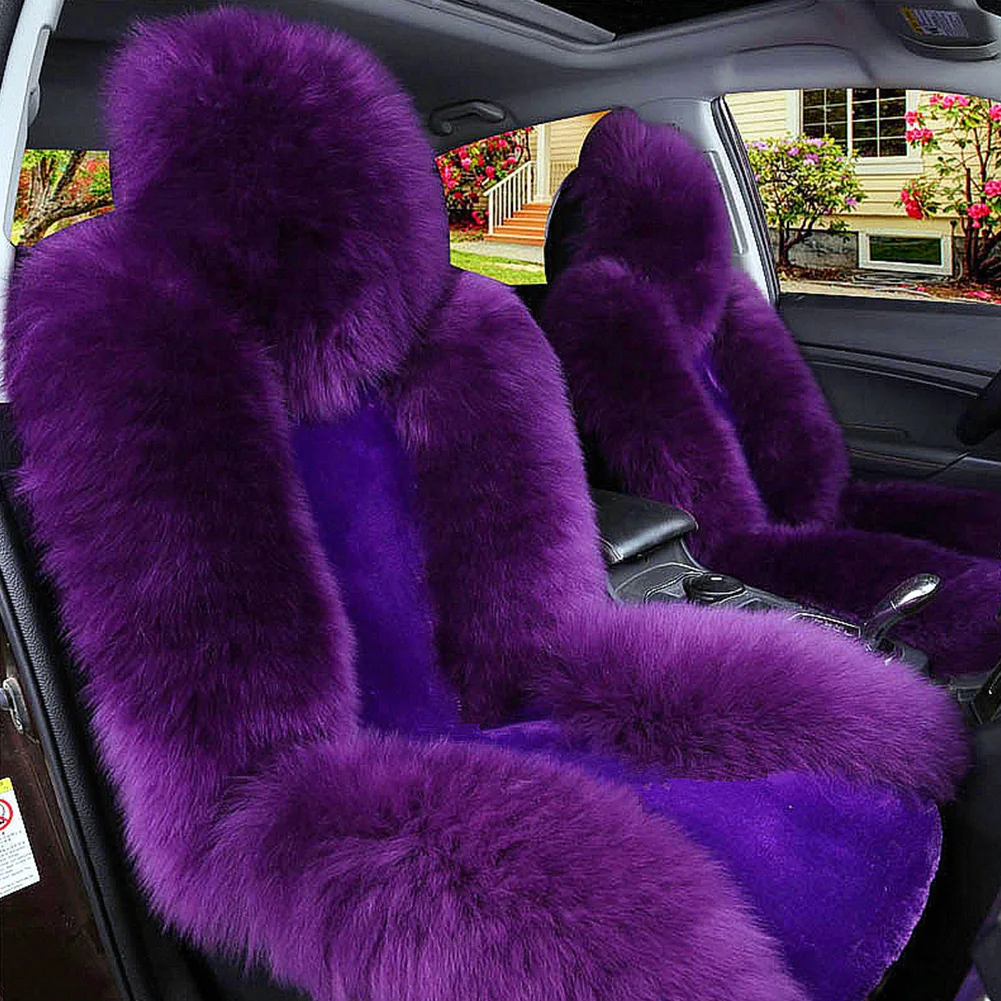 

Riding Soft Cushion Decorative Car Protective Seat Cover Front Practical Warm Artificial Wool Detachable Winter Universal