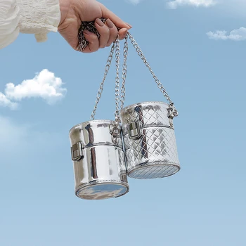 

Mini Flap Cylinder Bag 2020 Fashion New High-quality Patent Leather Women's Designer Handbag Lock Chain Shoulder Messenger Bag