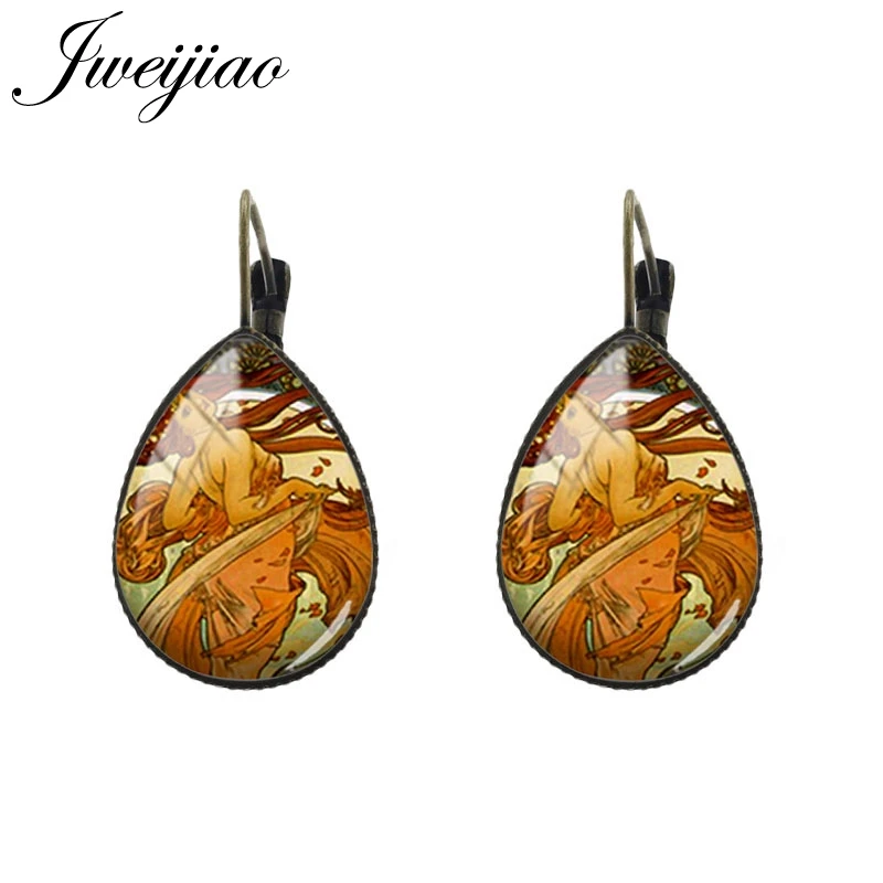 JWEIJIAO, женские серьги, слеза, капля воды, серьги, клипса, стекло, картина маслом, chaim, классические женские ювелирные изделия, изысканный подарок D265 - Окраска металла: D234