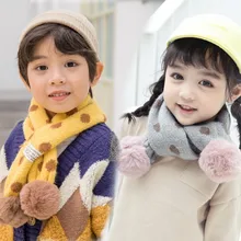 winter unisex kid Acrylic scarf children neck warmer scarves soft cute dot print kids scarf