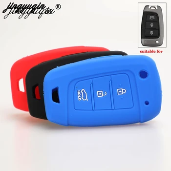 

jingyuqin 3/4 Button Flip Key Case Silicone Car Remote Key Fob Shell Cover Case For Hyundai Elantra SolarisTucson 2016 2017 2018